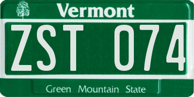 VT license plate ZST074