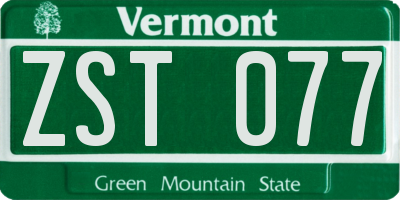 VT license plate ZST077