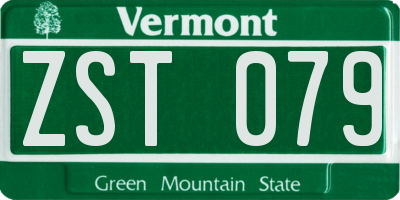 VT license plate ZST079