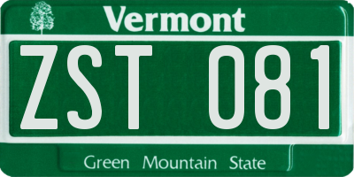 VT license plate ZST081