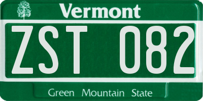 VT license plate ZST082