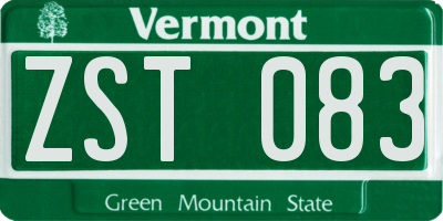VT license plate ZST083
