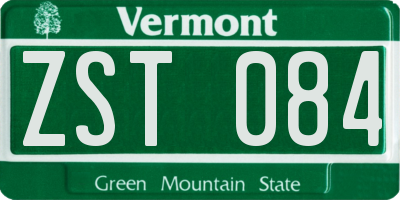 VT license plate ZST084