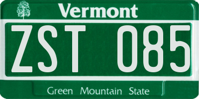 VT license plate ZST085
