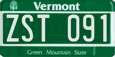 VT license plate ZST091