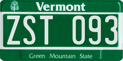 VT license plate ZST093