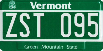 VT license plate ZST095