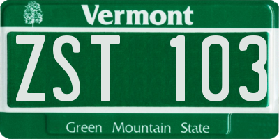 VT license plate ZST103