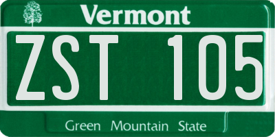 VT license plate ZST105