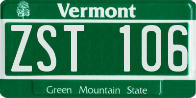 VT license plate ZST106