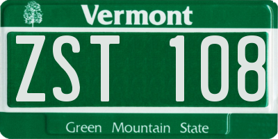 VT license plate ZST108