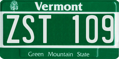 VT license plate ZST109