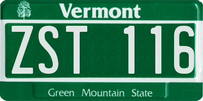 VT license plate ZST116