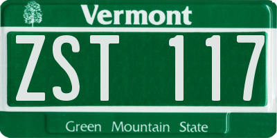 VT license plate ZST117