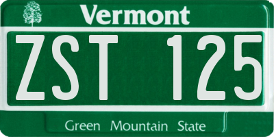 VT license plate ZST125