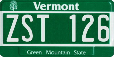 VT license plate ZST126