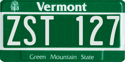 VT license plate ZST127