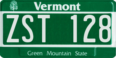 VT license plate ZST128