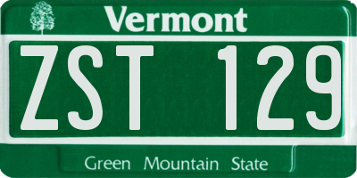 VT license plate ZST129