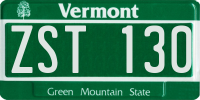 VT license plate ZST130