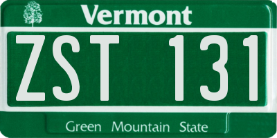 VT license plate ZST131