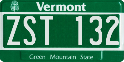 VT license plate ZST132