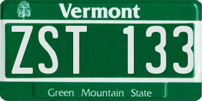 VT license plate ZST133