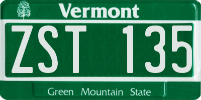VT license plate ZST135