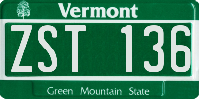 VT license plate ZST136