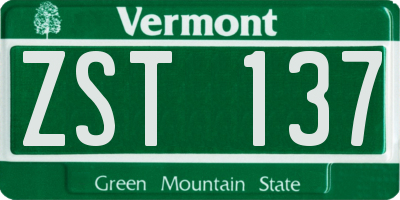 VT license plate ZST137