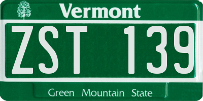 VT license plate ZST139
