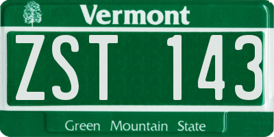 VT license plate ZST143