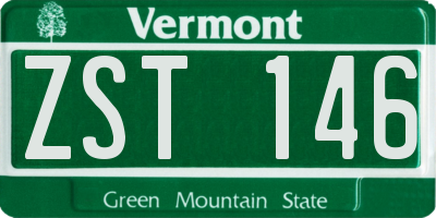 VT license plate ZST146