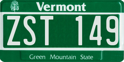 VT license plate ZST149