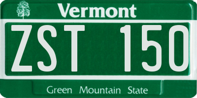 VT license plate ZST150