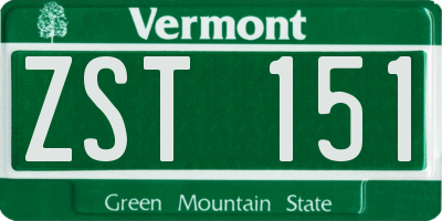 VT license plate ZST151
