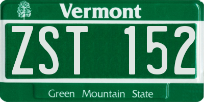 VT license plate ZST152