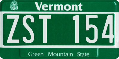 VT license plate ZST154