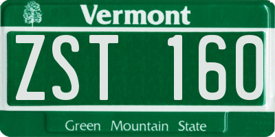 VT license plate ZST160