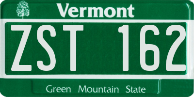 VT license plate ZST162