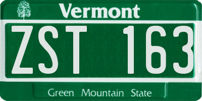 VT license plate ZST163