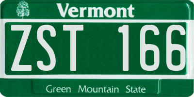 VT license plate ZST166