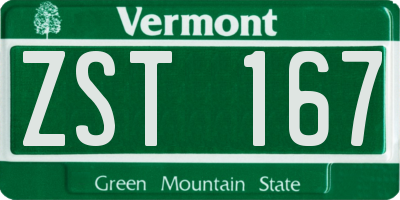 VT license plate ZST167