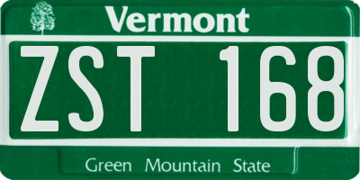 VT license plate ZST168