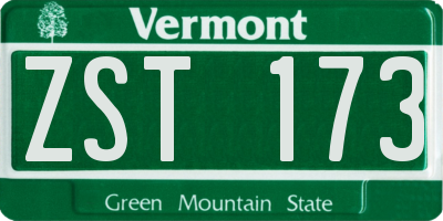 VT license plate ZST173