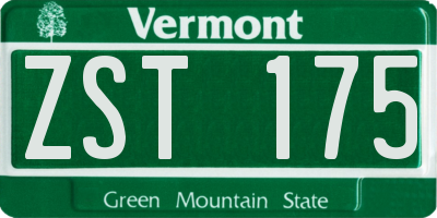 VT license plate ZST175