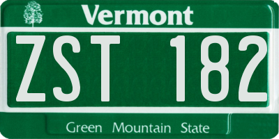 VT license plate ZST182