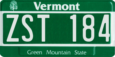 VT license plate ZST184