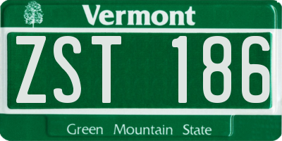 VT license plate ZST186