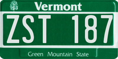 VT license plate ZST187